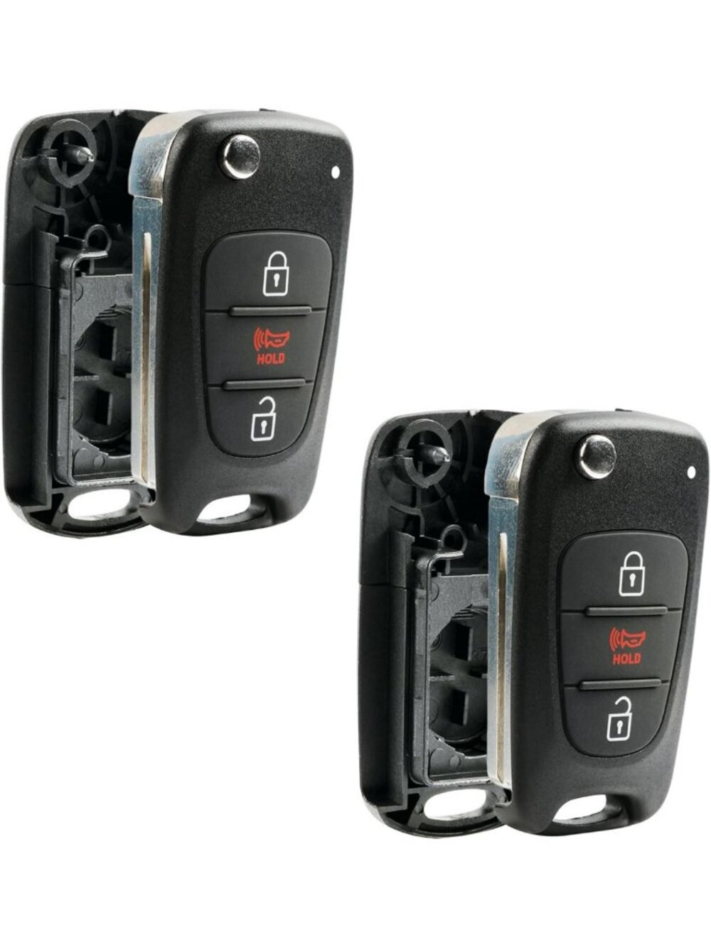 Set of 2 Flip Key Fob Remote Cases for Kia Rio & Soul 2010-2014 - Durable Shells